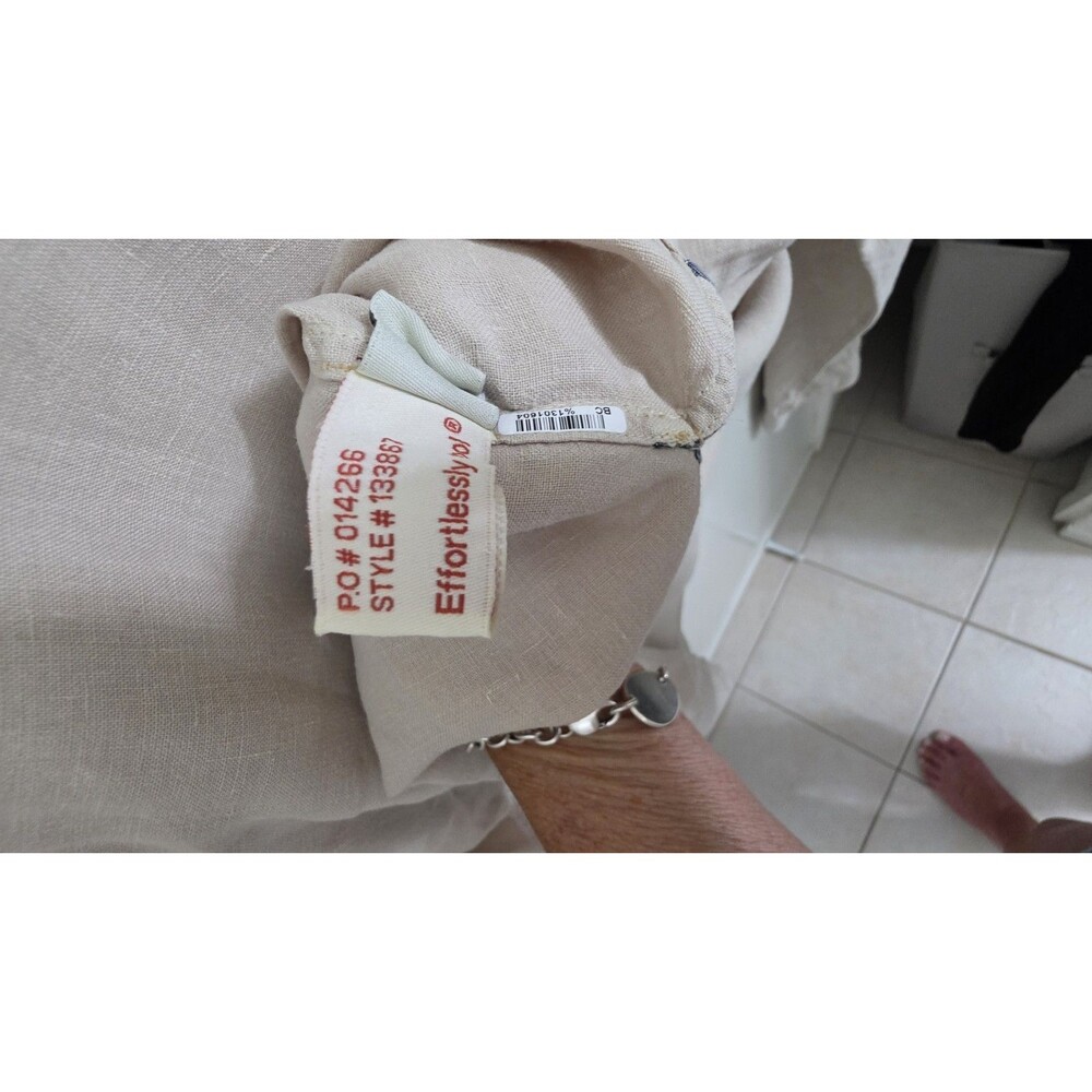 Carbon2Cobalt Shirt Mens Large 100% Linen Beige Long Sleeve Coastal Button Front - Picture 7 of 9